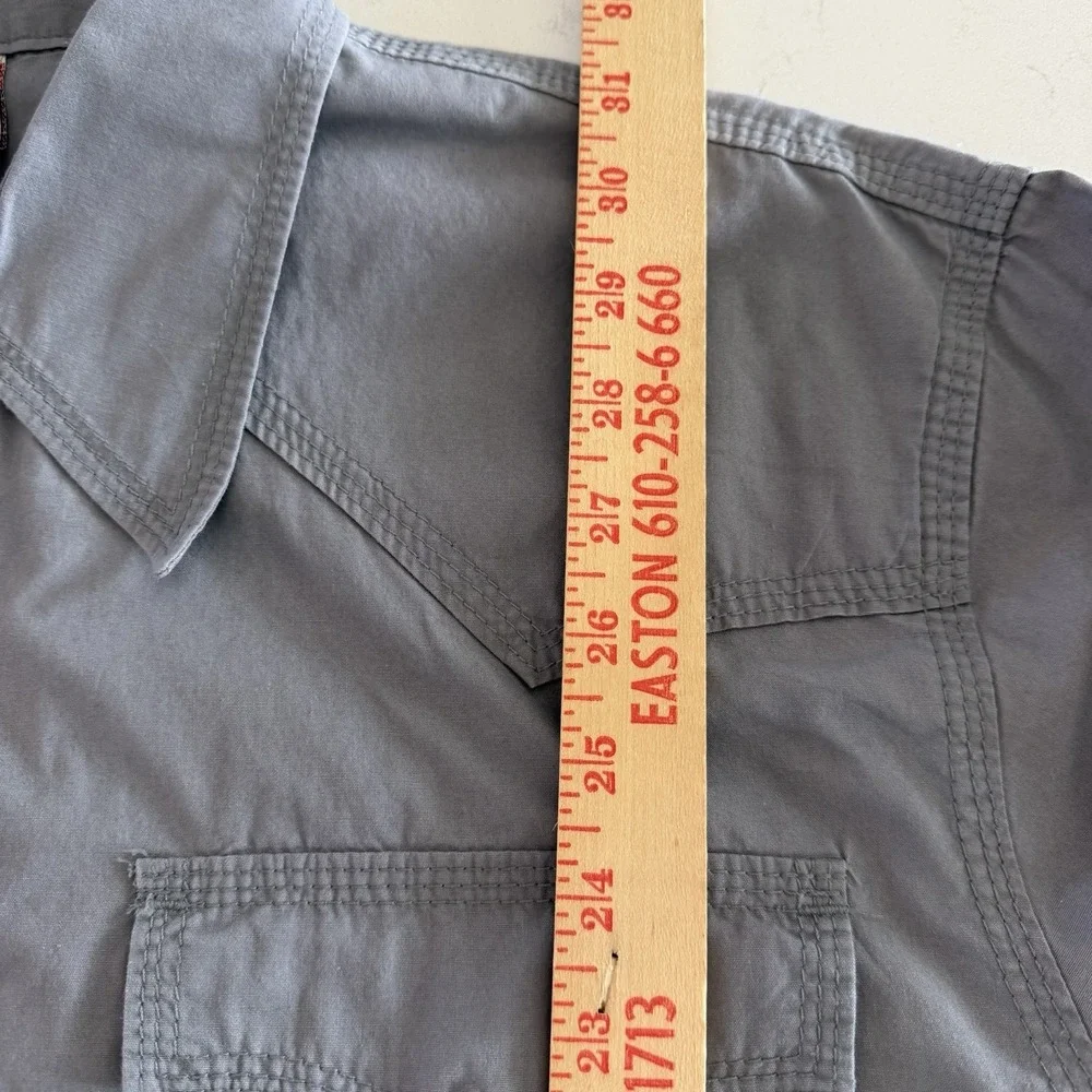 True Religion Western Men's Shirt XXXL Gray‎ Pearl Snap Cowboy Rodeo Cotton